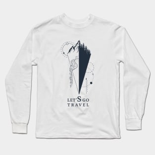 Compass. Let's Go Travel. Motivational Quote. Adventure, Travel, Wanderlust. Long Sleeve T-Shirt